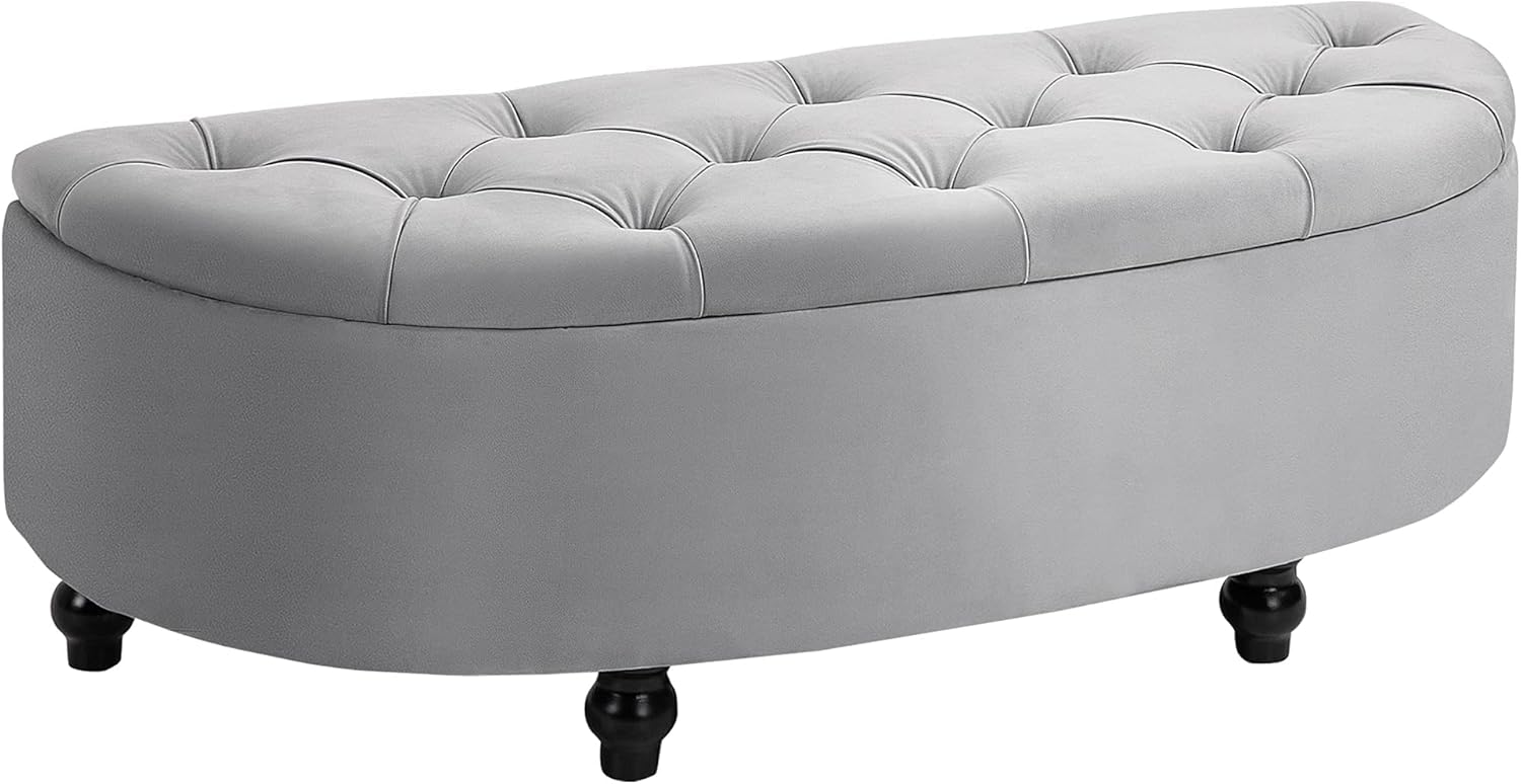 HOMCOM Semi-Circle Bed End Bench Ottoman with Storage Tufted ...