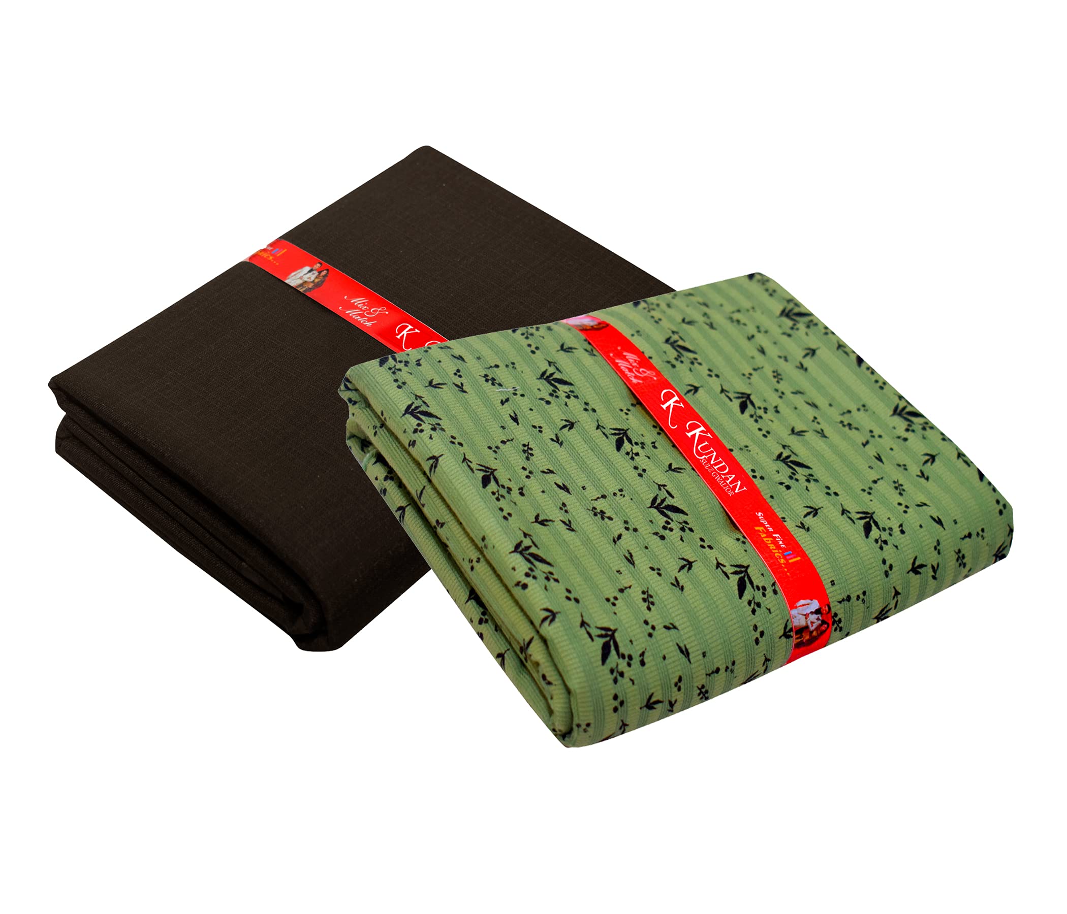 Kundan Sulz Gwalior Men's Cotton Printed Shirt & Trouser Fabric Combo Set (Dark Brown & Green; 1.20 & 1.60 Meters)-picture-30