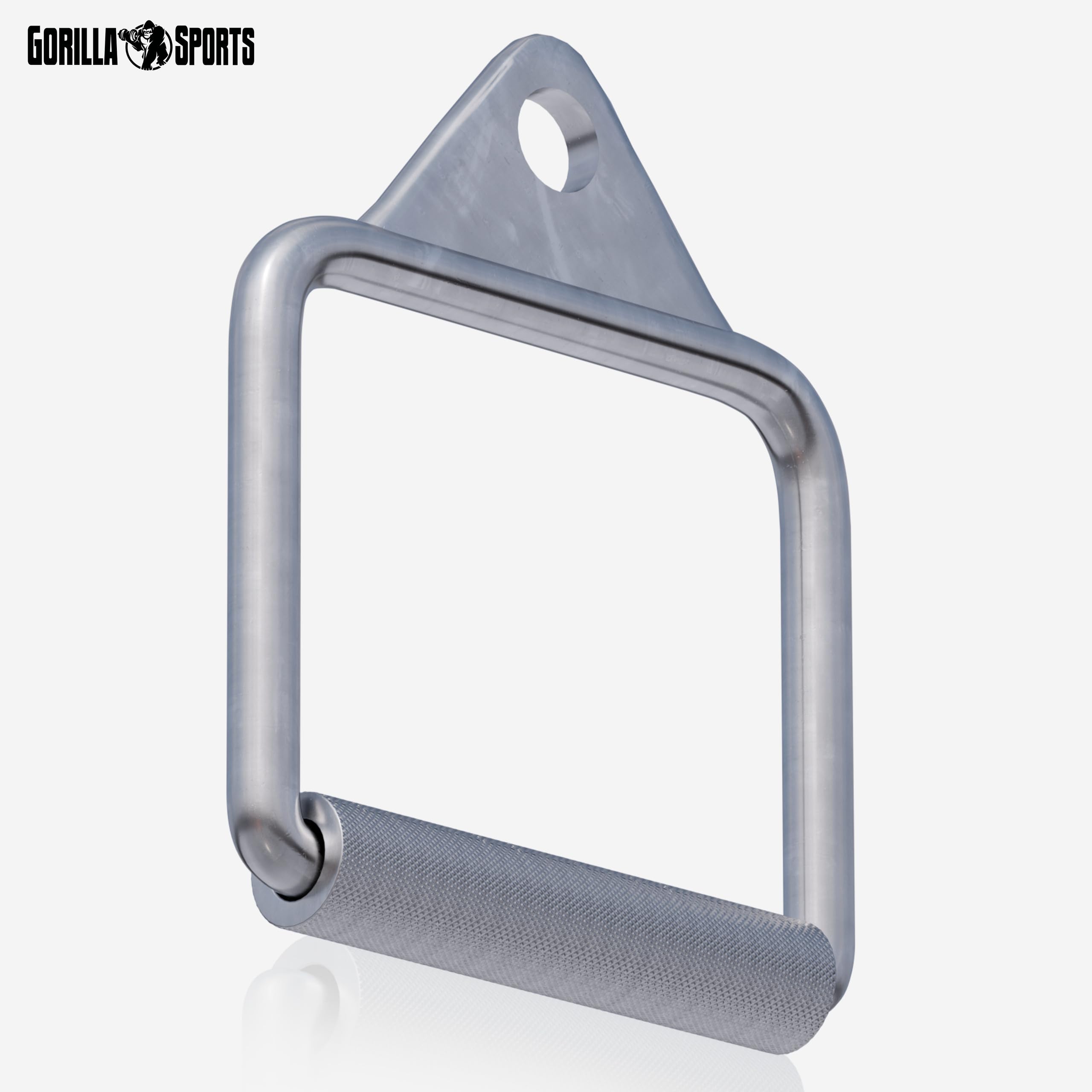 GORILLA SPORTS® Einhandgriff - mit Drehbarem Griff, bis 200kg Belastbar, geschlossen, gerändelt, aus Chrom - Einhandkabel, D-Griff, Kabelzuggriff, Trainingshilfen, Seilzug