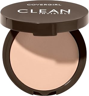 COVERGIRL Clean Invisible Pressed Powder - Lightweight Vegan Talc-Free Face Powder, Creamy Natural 120, Shine-Free Natural Finish