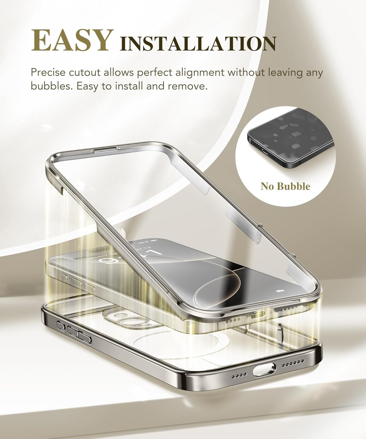 BERFY for iPhone 16 Pro Case, Compatible with MagSafe, Built-in 9H Tempered Screen Protector and Camera Protection, Full Body Shockproof Plating Phone Case for 16 Pro 6.3", Titanium Grey - Image 7