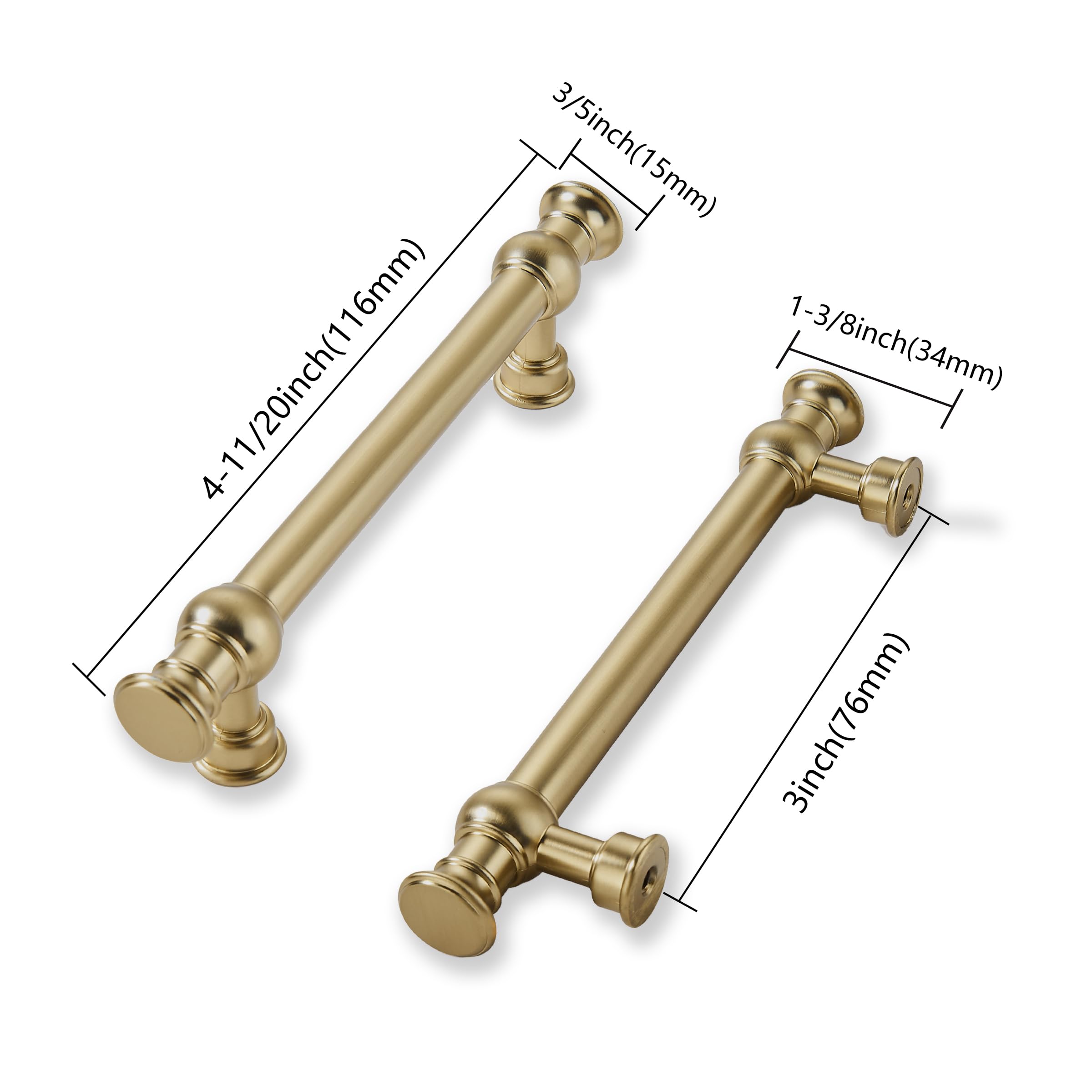 KHTUMEWARE-BINLI Champagne Bronze Cabinet Pulls CTC 3 in (76 mm) 2-Pack in Champagne Bronze — KHTUMEWARE