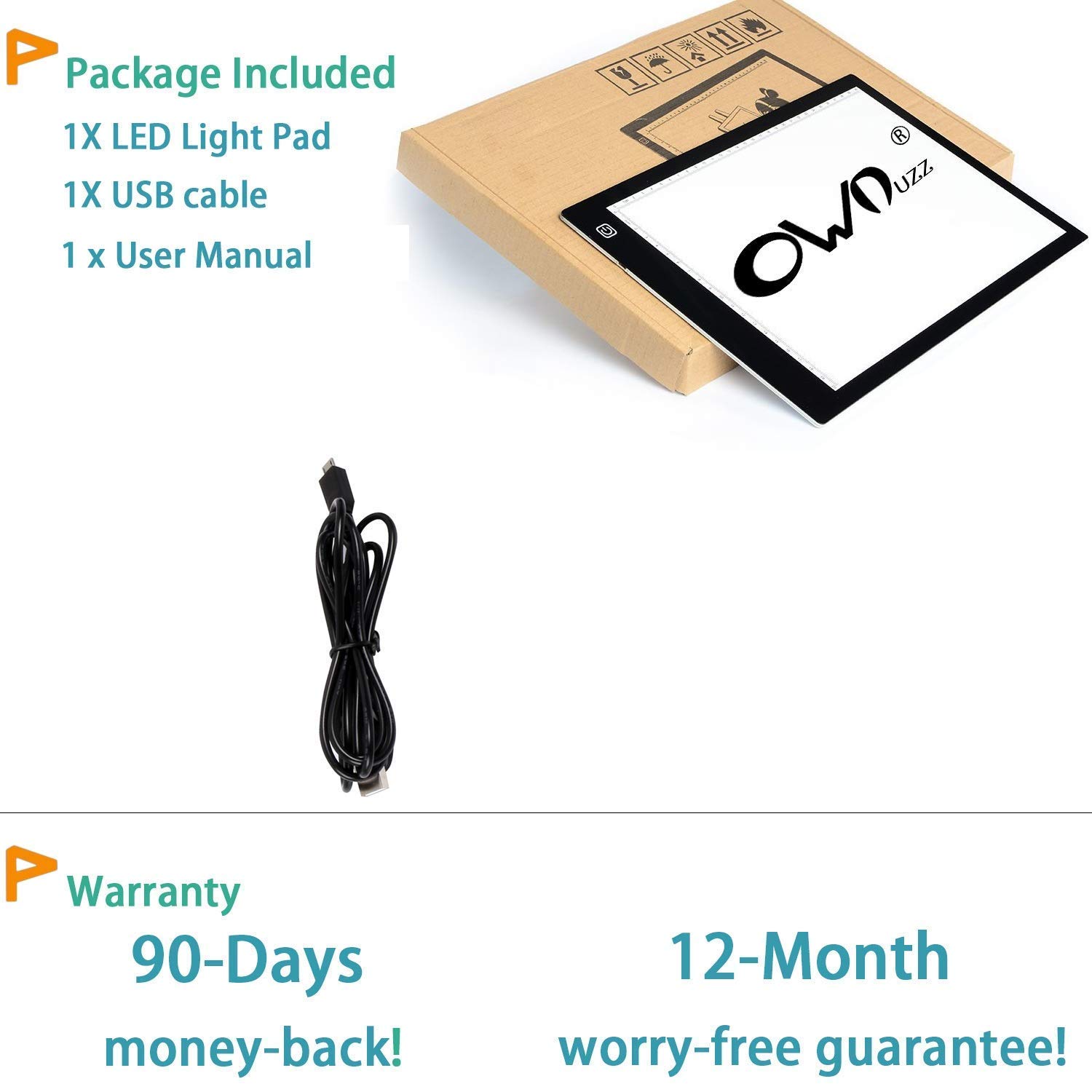 A4 Tracing Light Box - Pad Ultra-sottile solo 5mm tavolino di alimentazione USB per gli artisti, disegnare, disegnare, animazione,con luce LED regolabile.