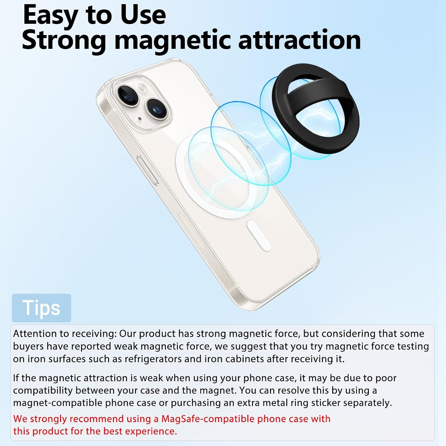 Magnetic Silicone Ring Grip Phone Holder, Rotating Finger Loop Ring Grip Holder, Soft and Portable, Strong Magnetic Attraction, Compatible with Magsafe Phone Case (Hot Pink) image 2