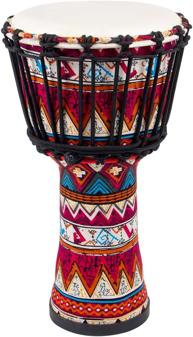 African Djembe Drum, Standard 8'' Red Cloth Stitched Congo Drums, Professional Bongo Drum With Goatskin Drumhead.