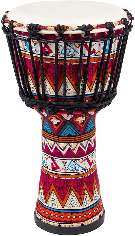 Tambor Djembe africano, tambores Congo cosidos de tela roja estándar de 8'', tambor bongo profesional con parche de piel de cabra.