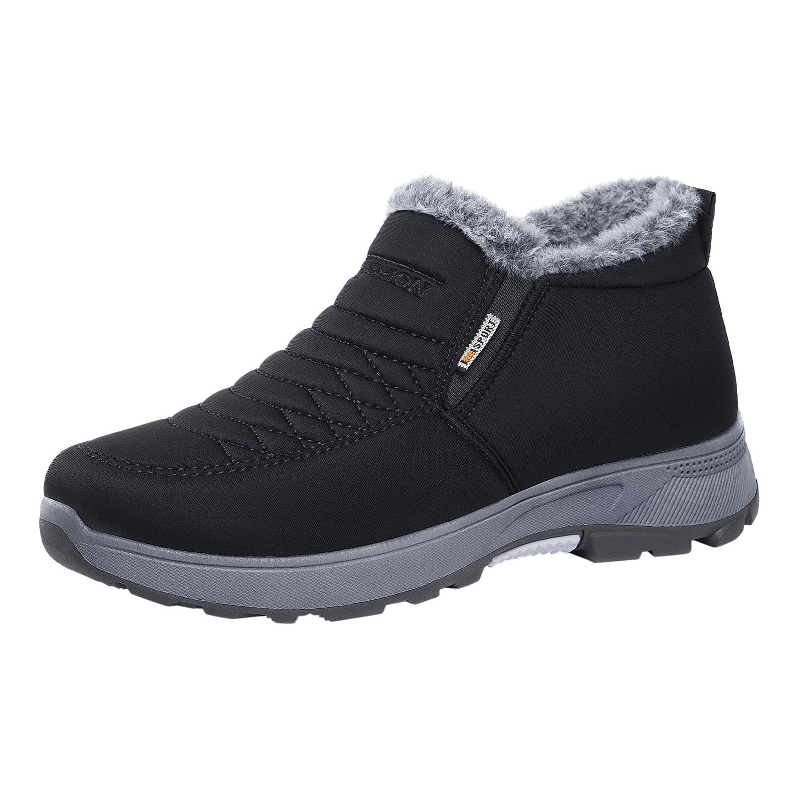Women's Cozy Winter Waterproof Anti-Slip Orthopedic Boots Anti-Slip Cold-Resistant Shoes Plush Lightweight Footwear Thicken Fleece Shoes Memory Foam Comfortable Footwear for Middle and Elderly Black