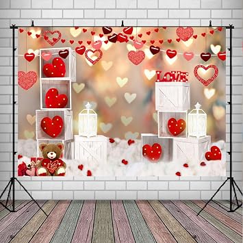 Lofaris Happy Valentines Day Backdrops for Photography Red Heart Pink Hot Sweet Heart Rose Shining Dots Valentines Day Photo Backdrop Valentines Day Decorations for Party Studio Props9x6ft