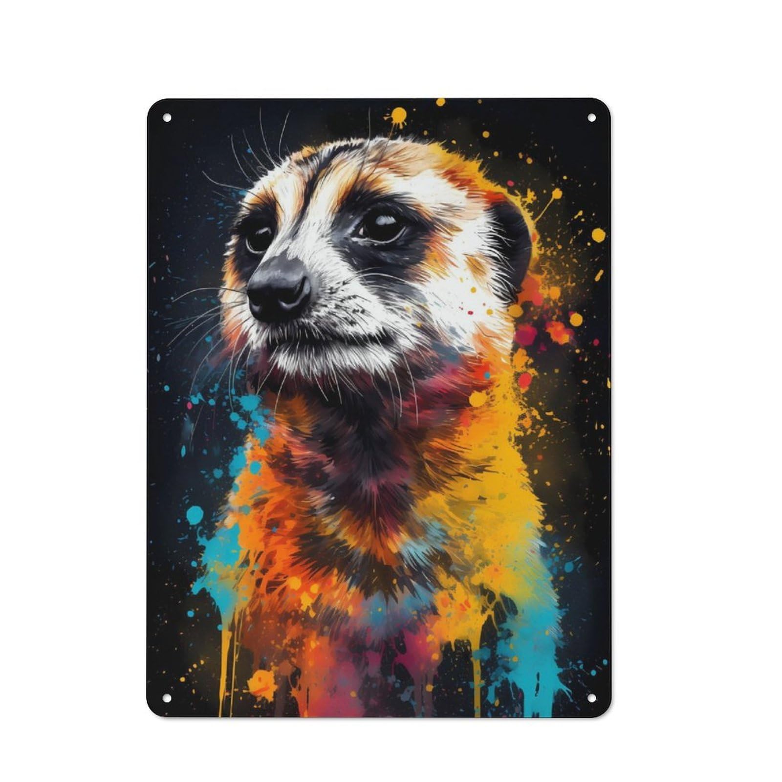 Junmoney Colorful Meerkat Retro Metal Sign 40X30cm For Café Or Home Bar, For Home Interiors, Feature Walls And Decorative Displays