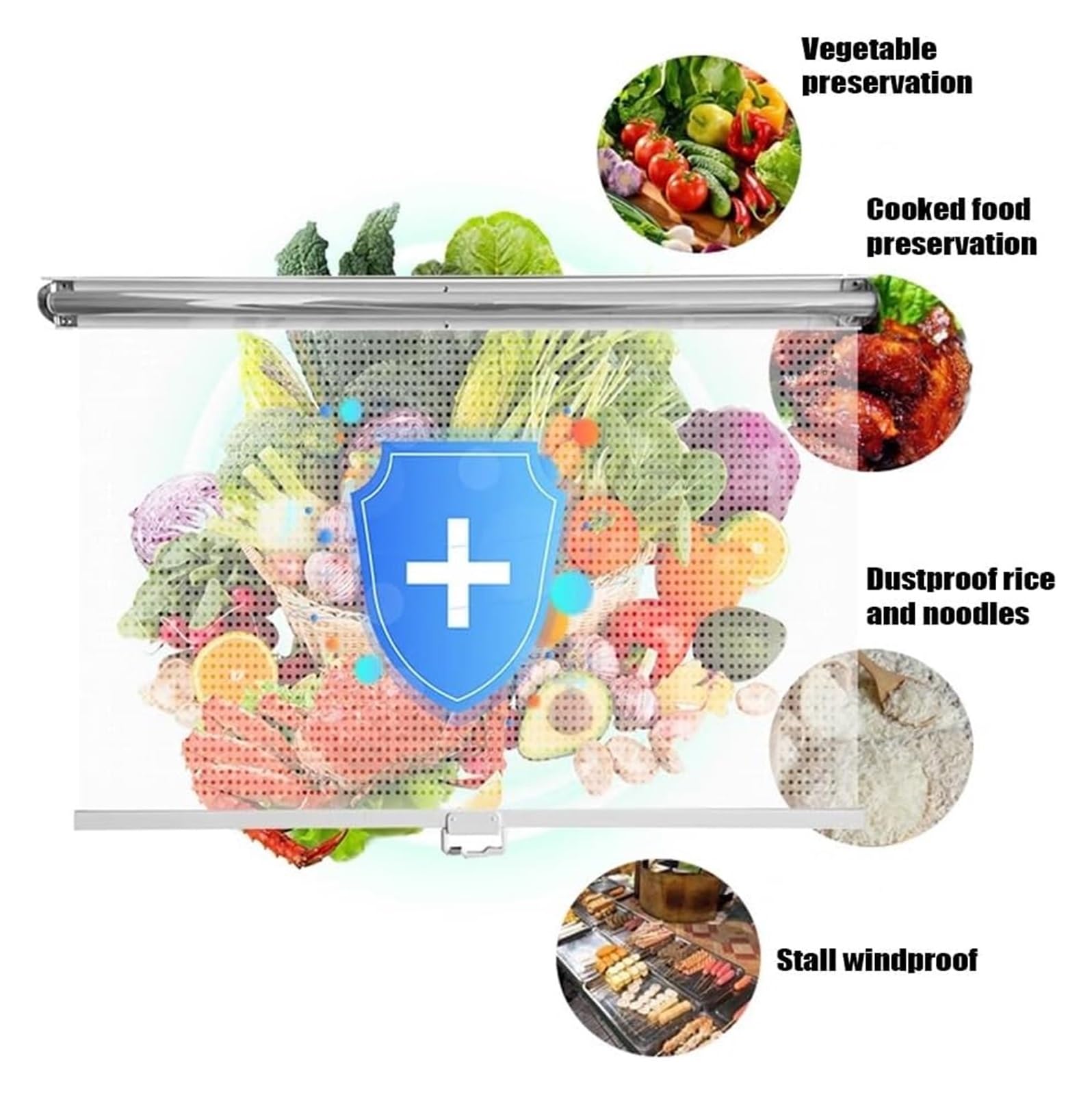 Tenda avvolgibile in plastica generica, porosa, per frigorifero, conservazione degli alimenti, traspirante, facile installazione (55 x 80 cm)