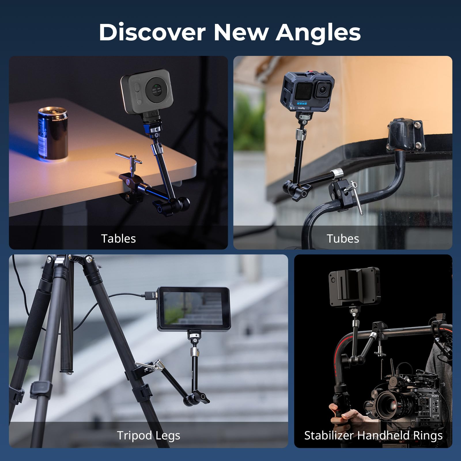 SMALLRIG Bras Magique de 11 Pouces avec Pince en Forme de Crabe, Bras avec vis 1/4"-20 et Broches rétractables, pour caméras d'action, moniteurs, Lampes vidéo et Microphones - 5311