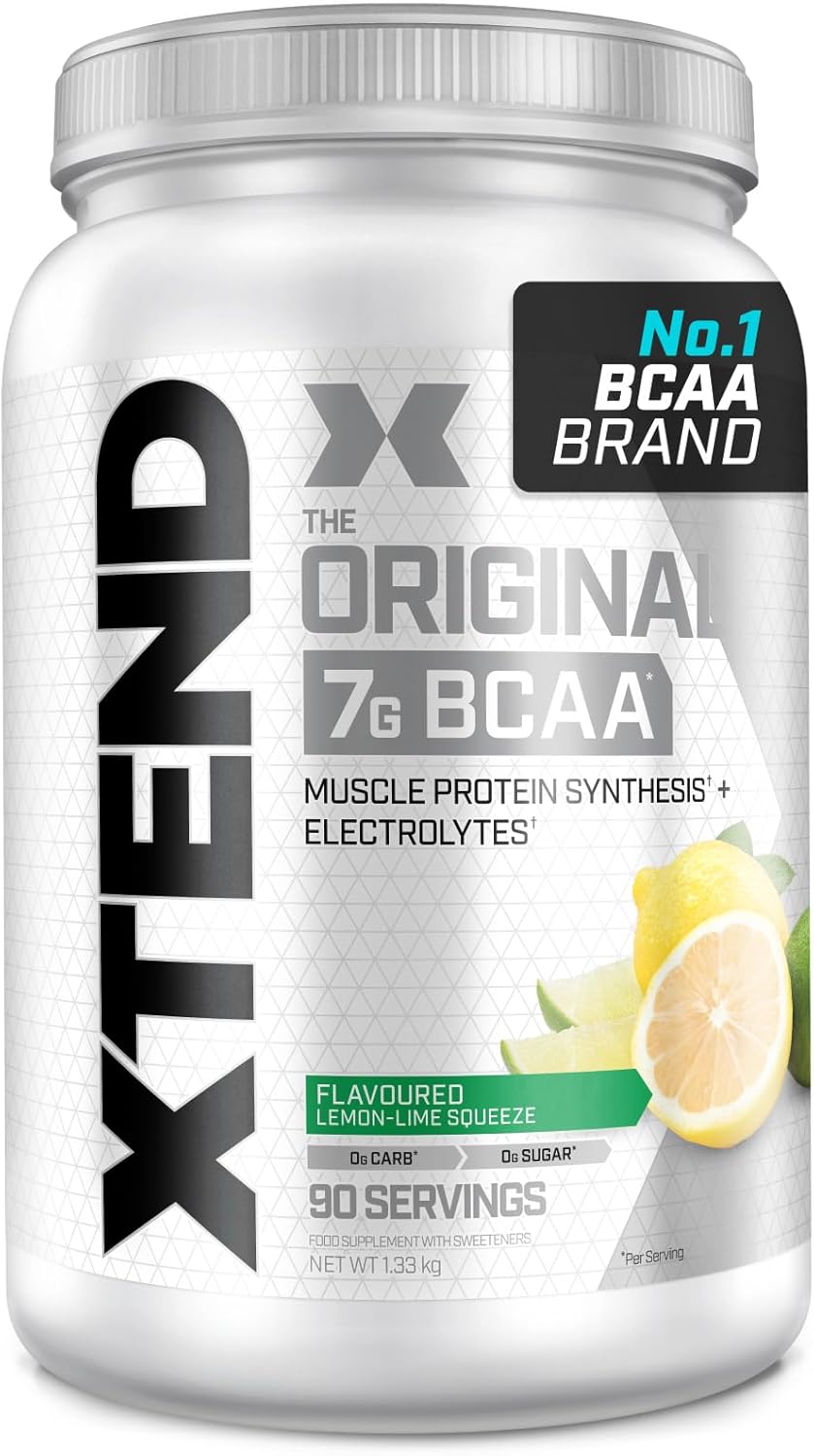 XTEND Original BCAA Powder Lemon Lime Squeeze 90 Servings | 7g BCAAs Per Serving | Sugar Free Branched Chain Amino Acids and Electrolytes Powder for Post Workout Muscle Recovery and Hydration