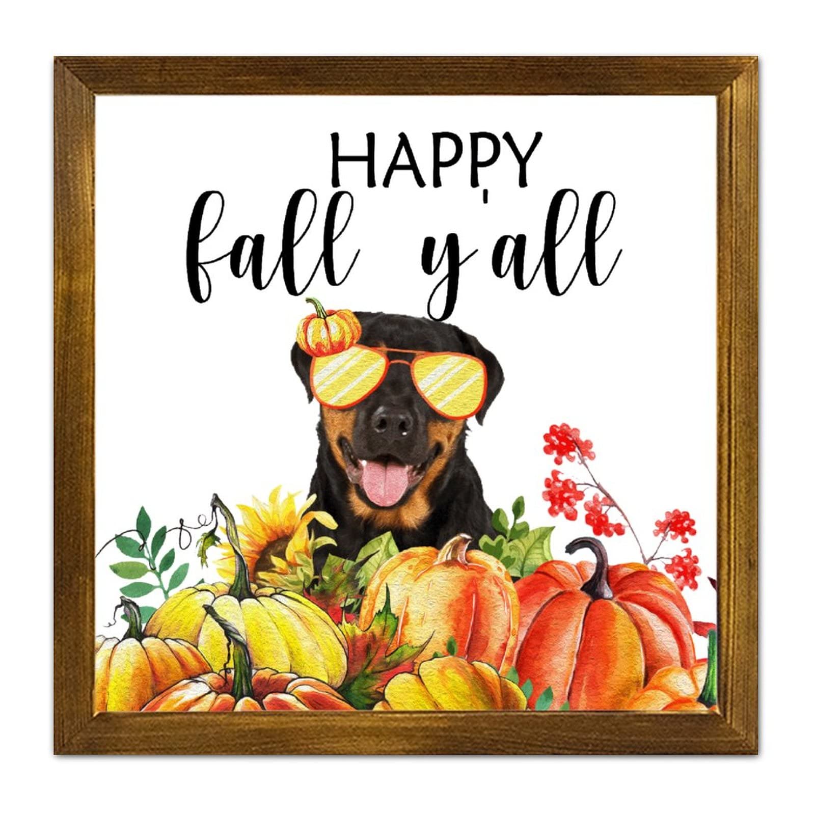 Cadre boxer dog automne pour une déco salon chaleureuse et vintage en bois