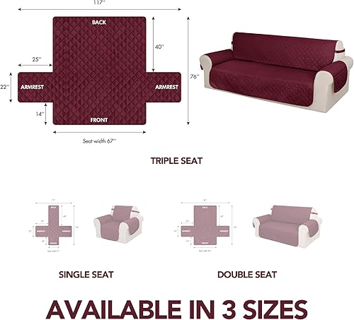 Miniatura 7 de Deconovo Funda reversible con patrón geométrico para sofá, resistente a derrames de agua, protector de muebles con diseño de diamante, funda de sofá