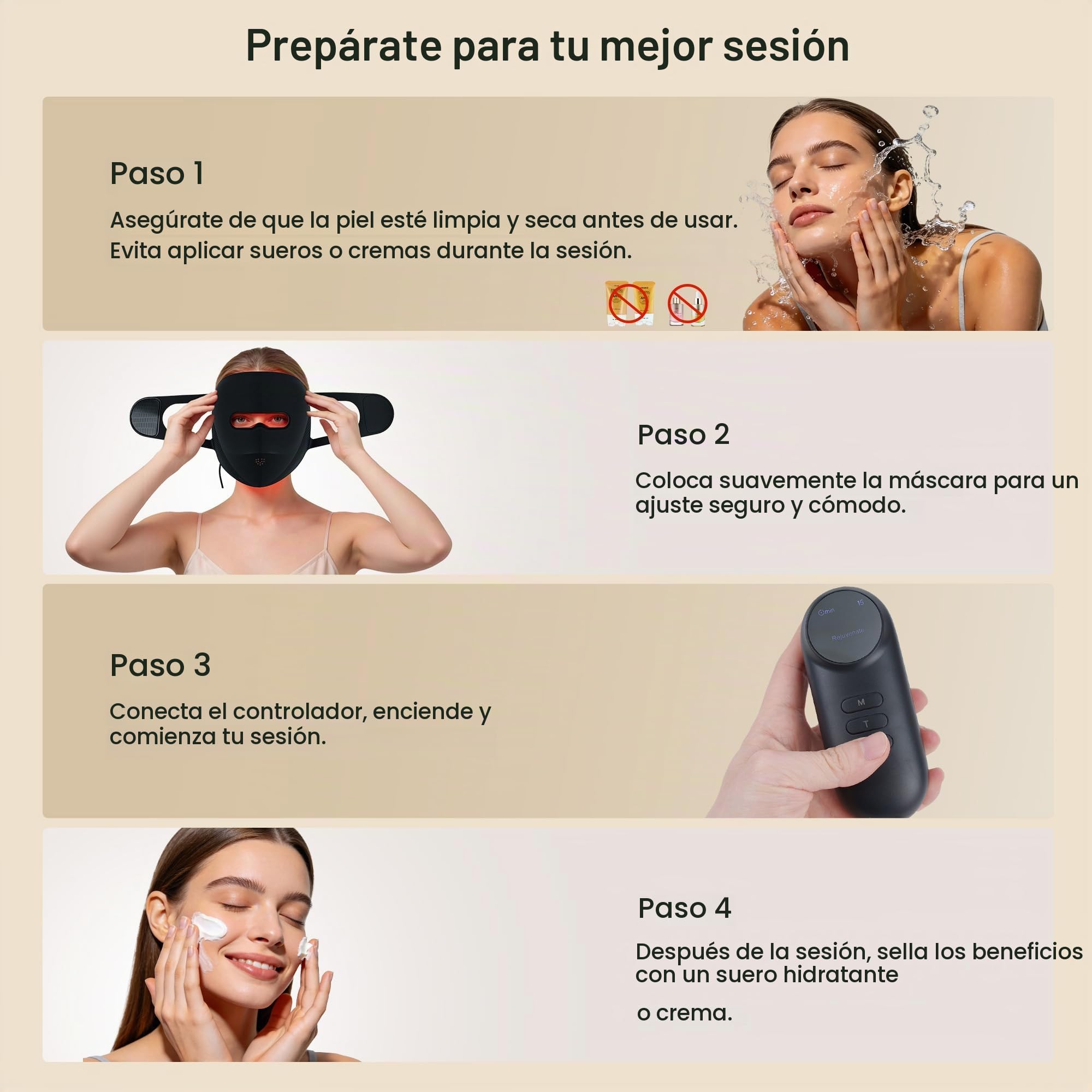VRAIKO 9D Máscara LED Facial, máscara de terapia de luz roja con 4 modos, 328 LED, diseño de flujo de aire 3D y bloqueo de luz para spa facial cómodo, regalos de belleza premium para mujeres (Negro)