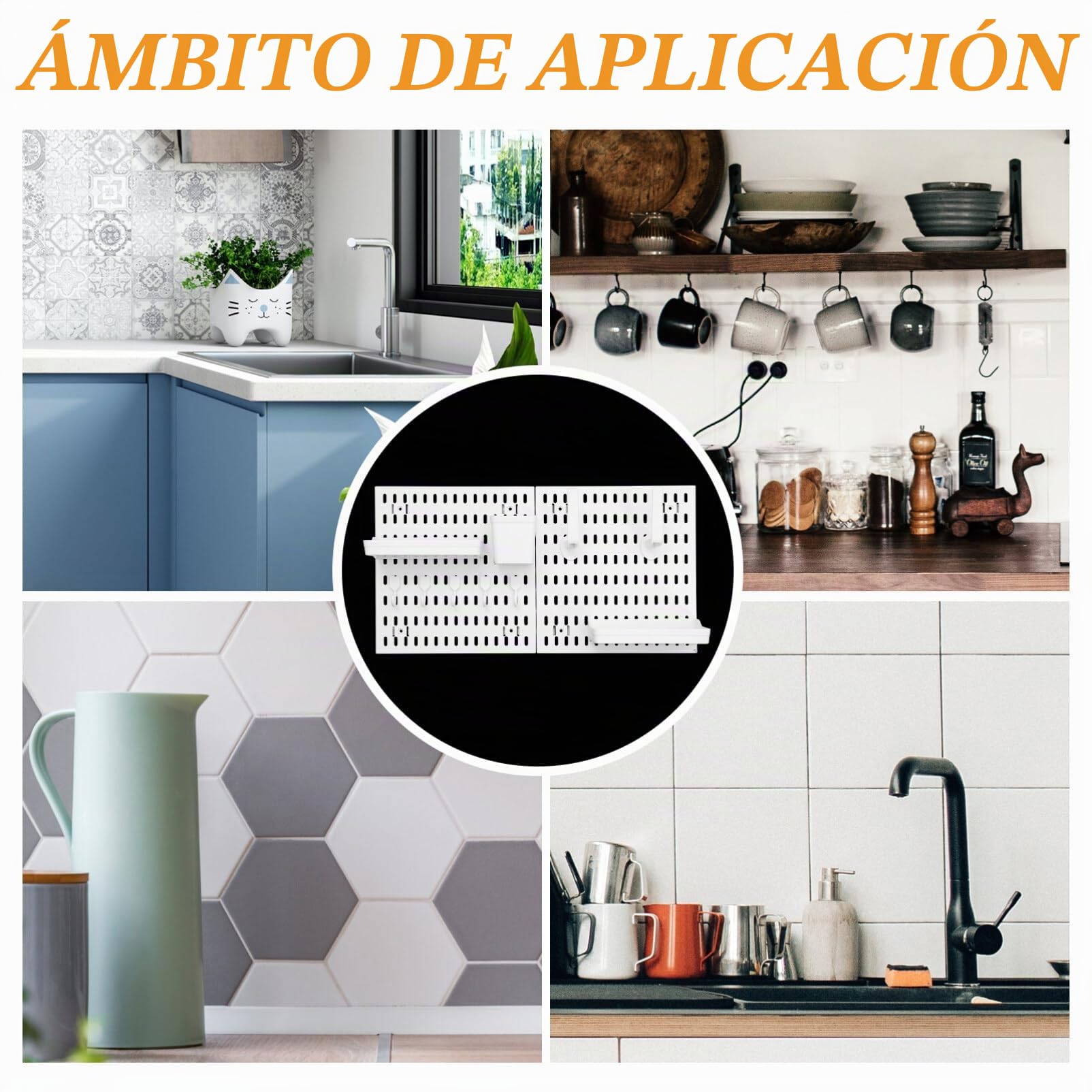 SEWACC 1 Juego De Tablero Perforado Combinado Organizador De Pared Montaje En Pared Panel Perforado Tablero Perforado Y 10 Accesorios Kits Modulares para Colgar para Oficina En Casa