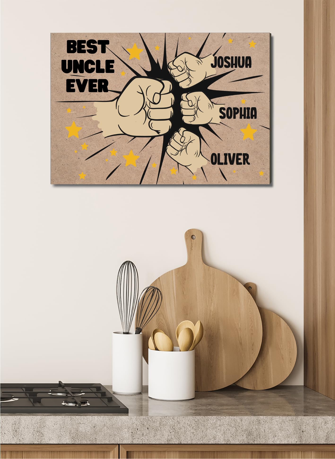 Personalised Fist Bump Sign Custom Wooden Print A4 Plaque Fun Gift Sign for Dad Grandad, Uncle Wall Art Desk Office Home Décor - Image 5