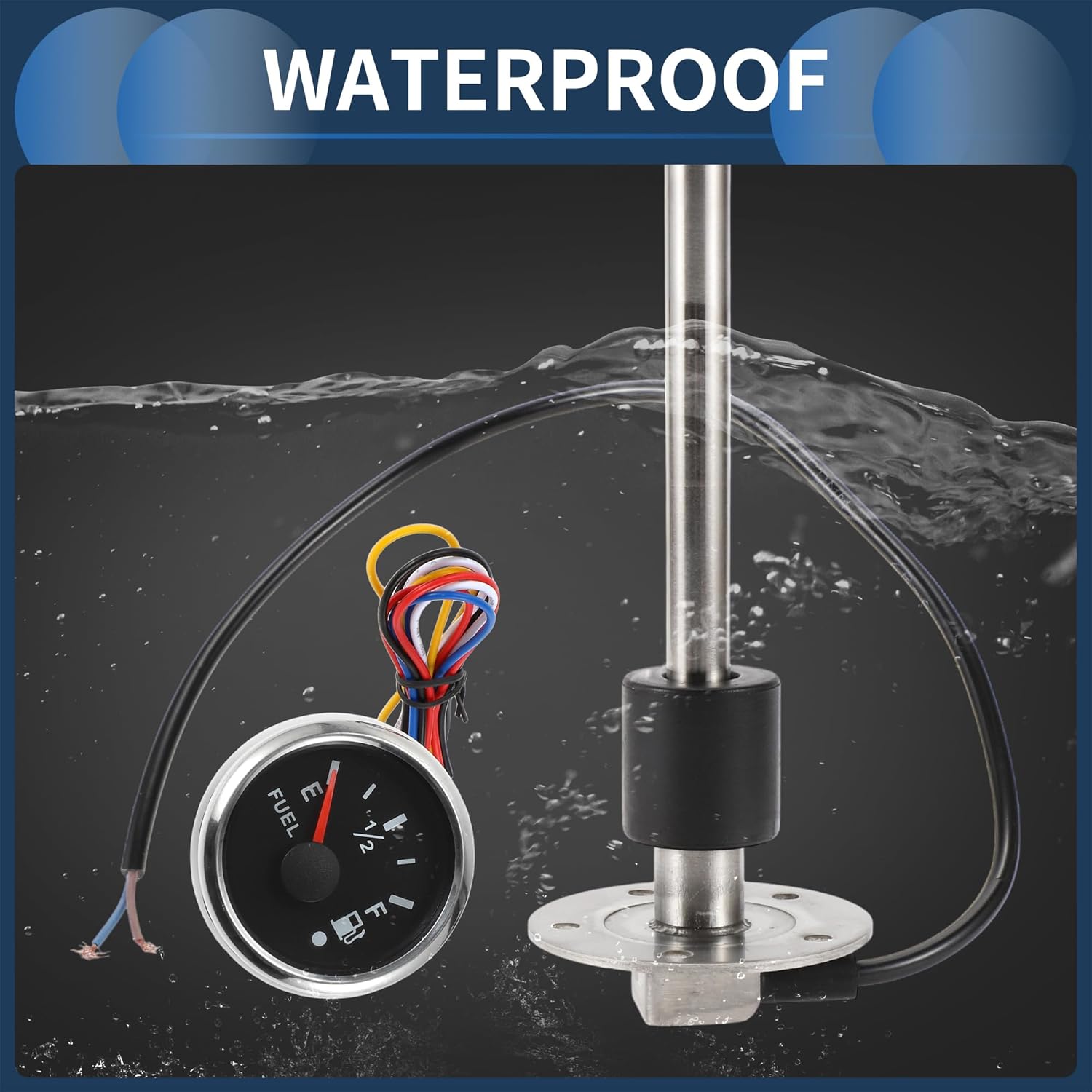 300mm Fuel Sending Unit and Gauge Kit 11.8" for Boat Car Vehicle Fuel Tank Sending Unit Fuel Level Sending Unit Gas Water Tank Sender