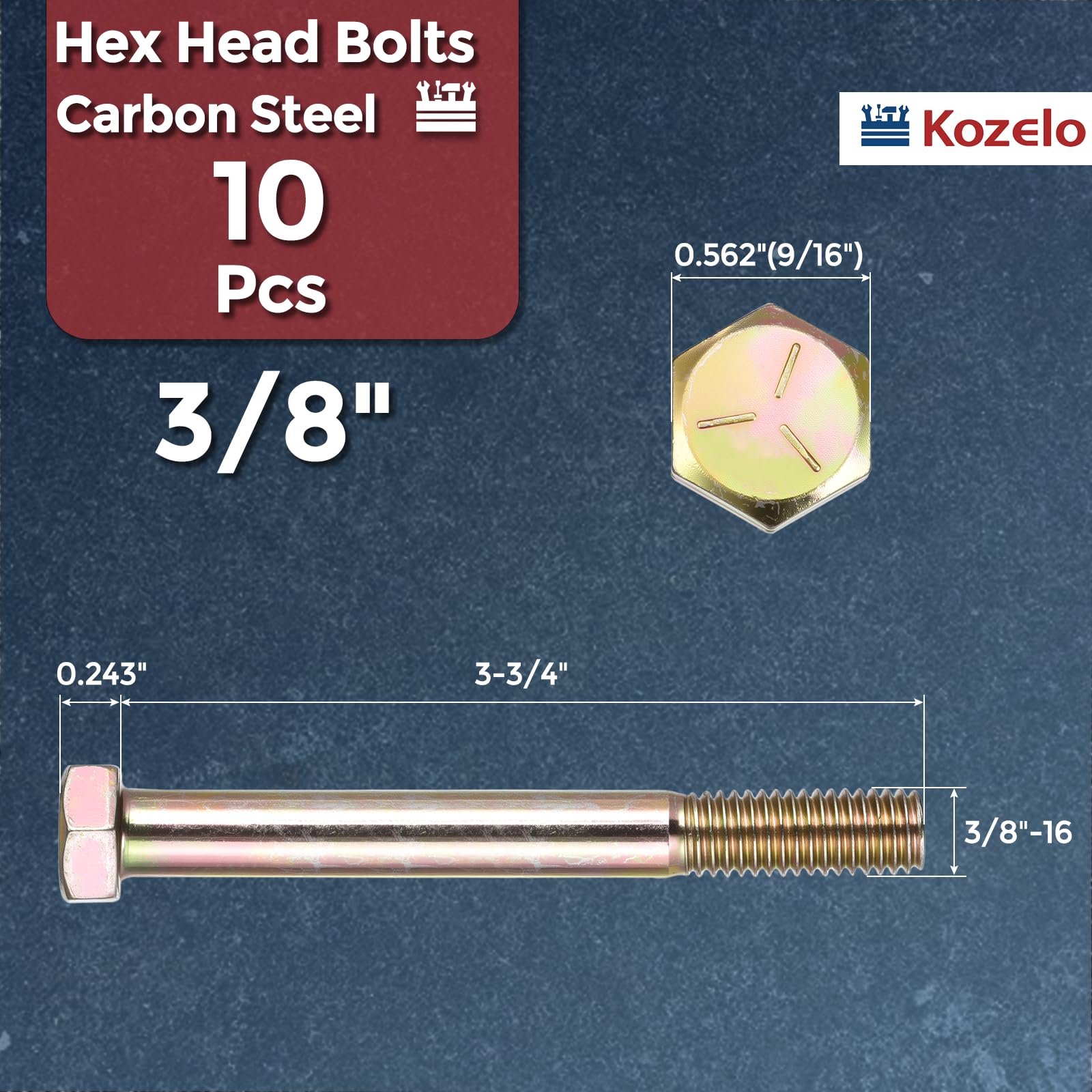 Kozelo 10 Pcs Hex Head Screws Bolts - Image 2