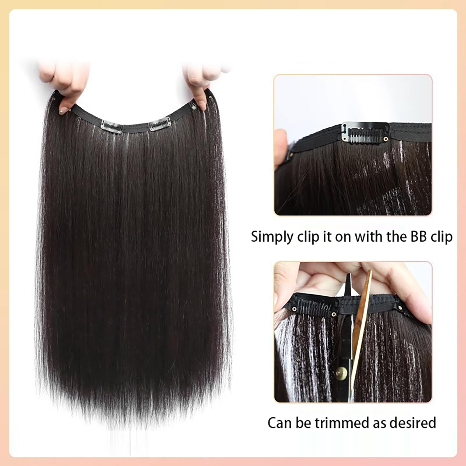 Generico Clip per Capelli One Piece per Donne, Pezzo di Capelli Segreto Liscio