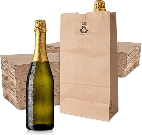 Stock Your Home Bolsas de papel kraft de 20 libras (100 unidades) – Bolsas desechables para botellas de licor a granel, bolsa en blanco de tamaño