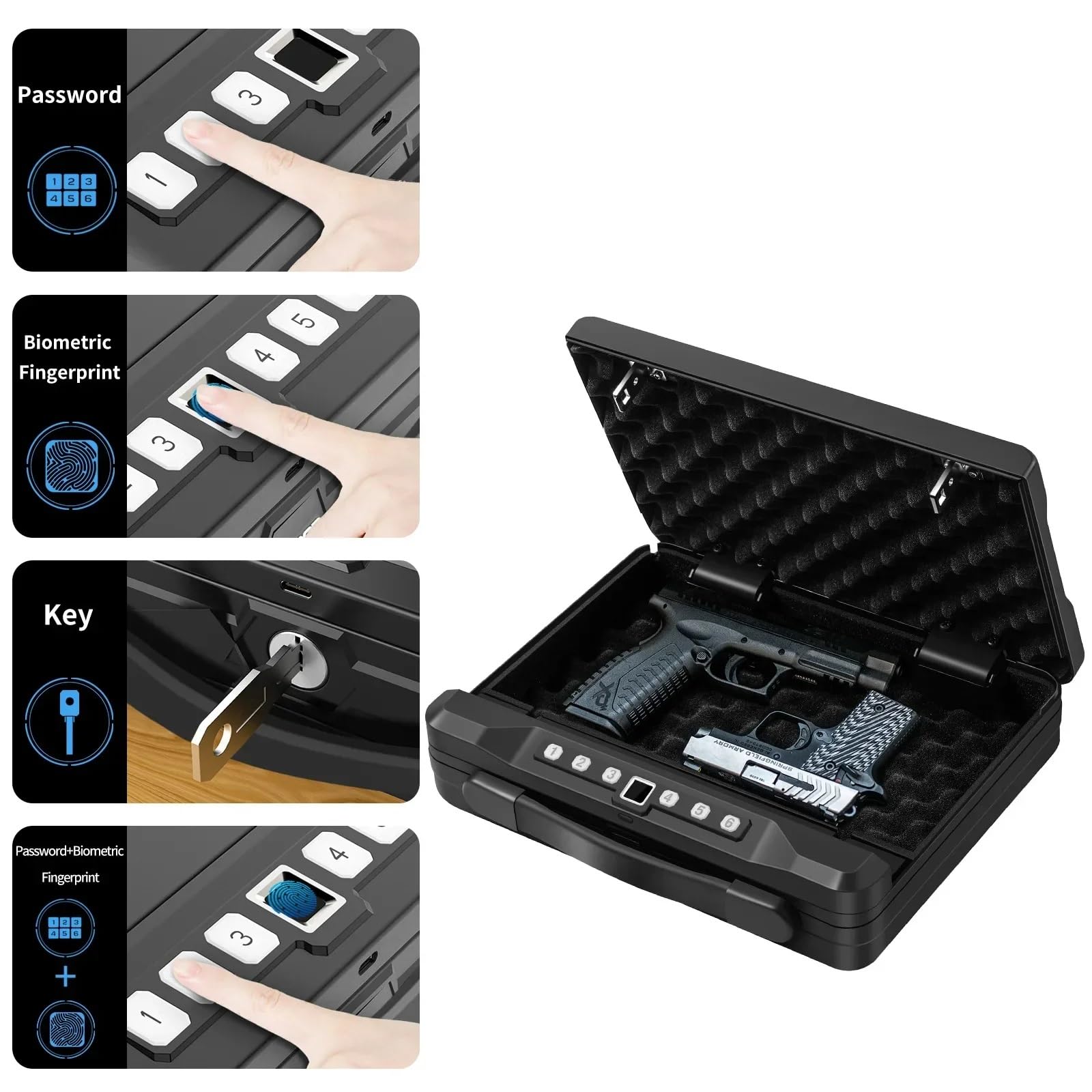 Caja Fuerte for Armas, Caja Fuerte biométrica for Huellas Dactilares, Caja Fuerte for Dinero, Caja Fuerte pequeña con contraseña for Huellas Dactilares, Caja Fuerte de Seguridad, Caja Fuerte