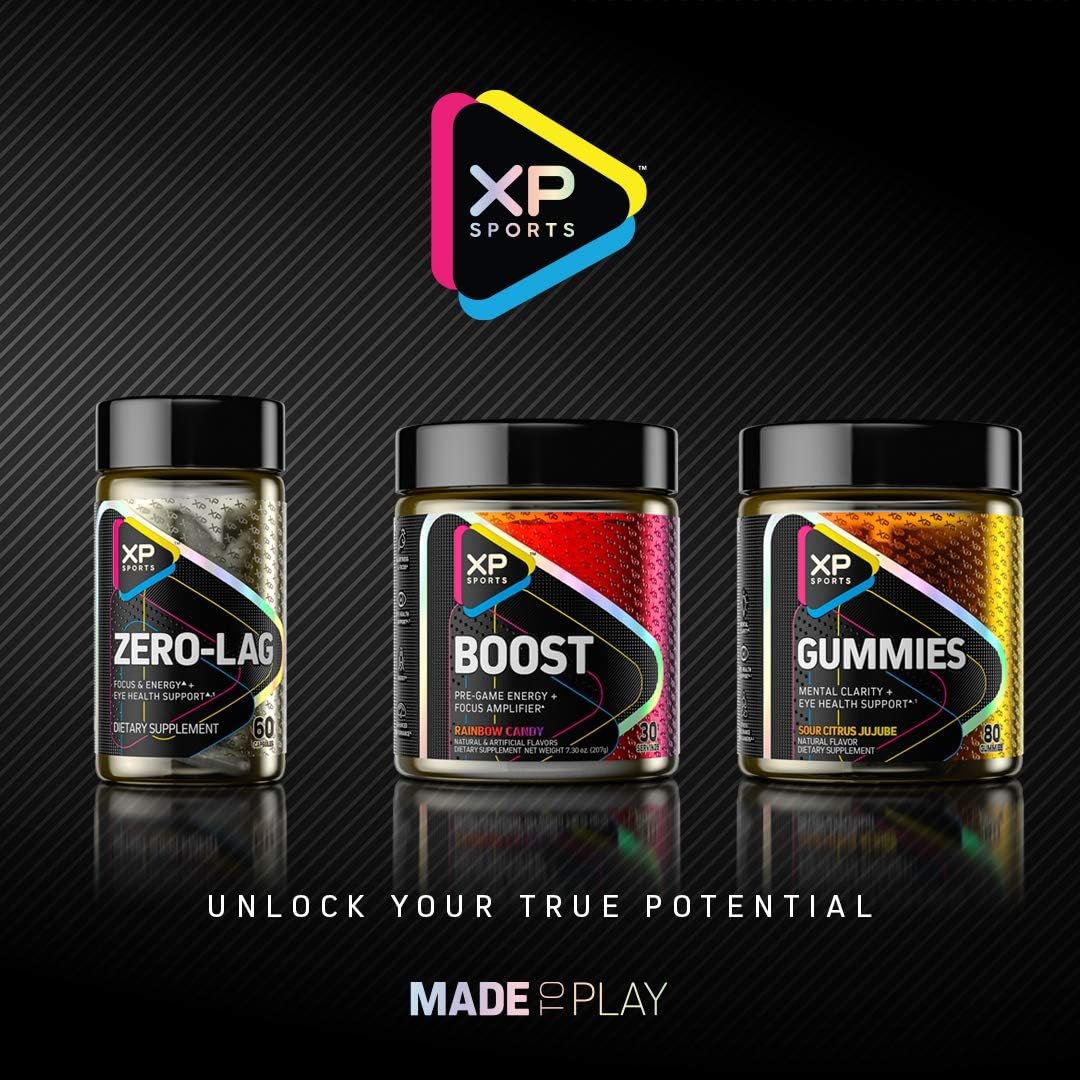 Gamer Energy Drink Powder | XP Sports Boost Powder | Pre-Game Energy, Eye Health Support, Alertness + Focus Supplement | Formulated for Esports Athletes and Gamers | Rainbow Candy (30 Servings) : Everything Else