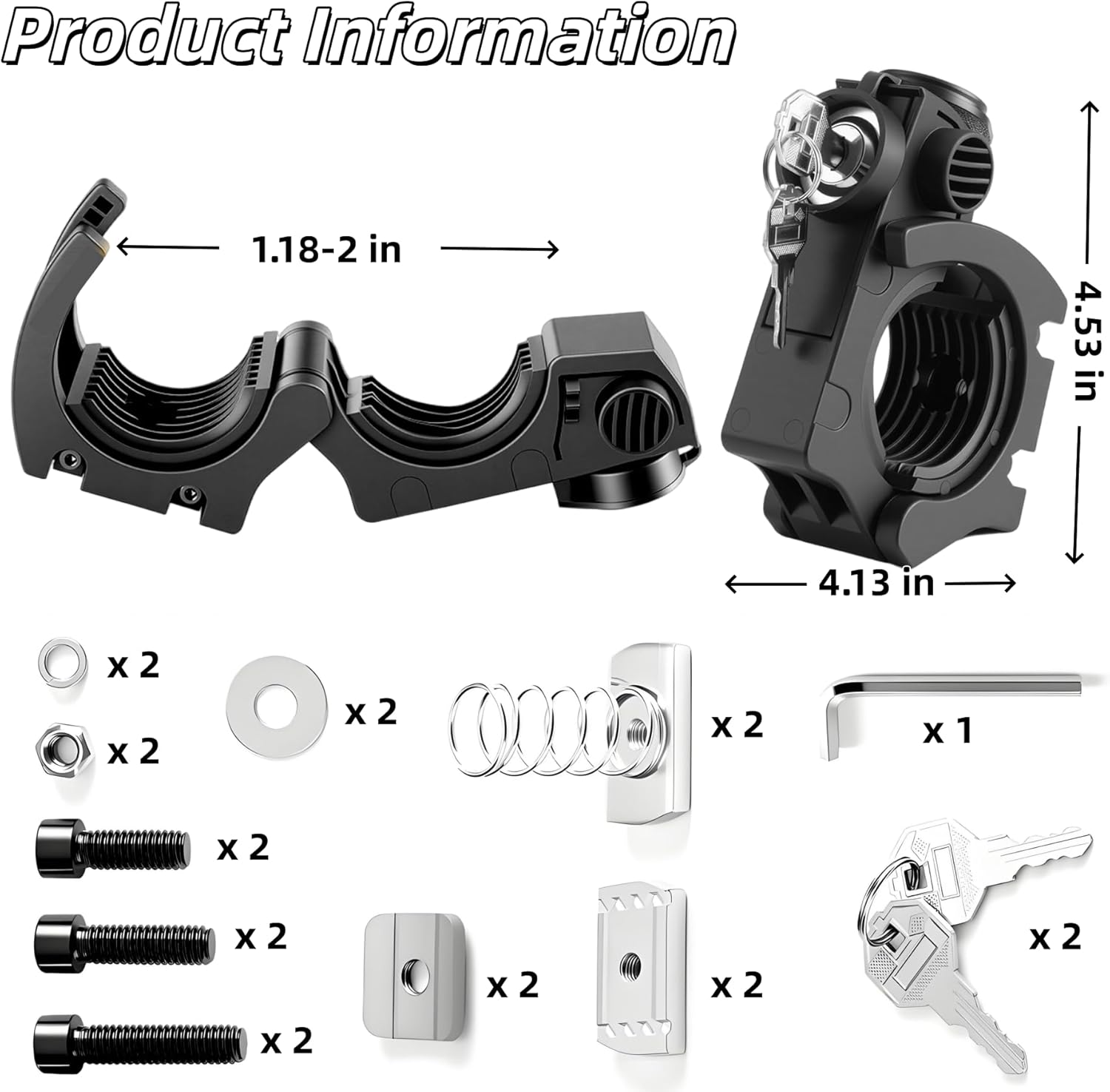 Shovel Mount with Lock, Quick Release Clamp Heavy Duty Anti-Theft Shovel Holder Design for Vehicle, Trucks, Off-Road, UTV ATV, Boat, Molle Panels,Roof Rack Fits 1.2"-2.0" Tool Handles (1)