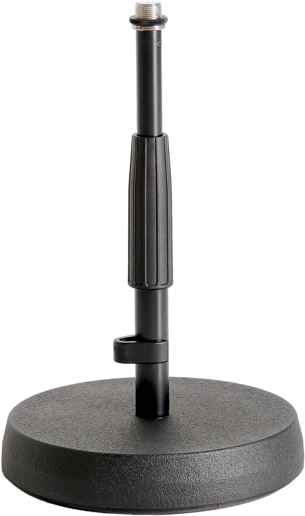 K&M König & Meyer 23325.500.55 Table / Floor Microphone Stand | Adjustable Height | Sound Absorbing Cast-Iron Round Base | Standard 5⁄8'' Thread | For Microphone Amps, Percussion | German Made | Black