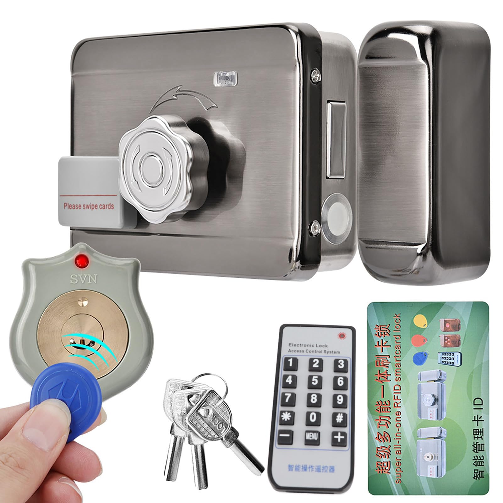 Cerradura de puerta con control remoto , acceso electrónico a puertas , control remoto inteligente , identificación , cabeza