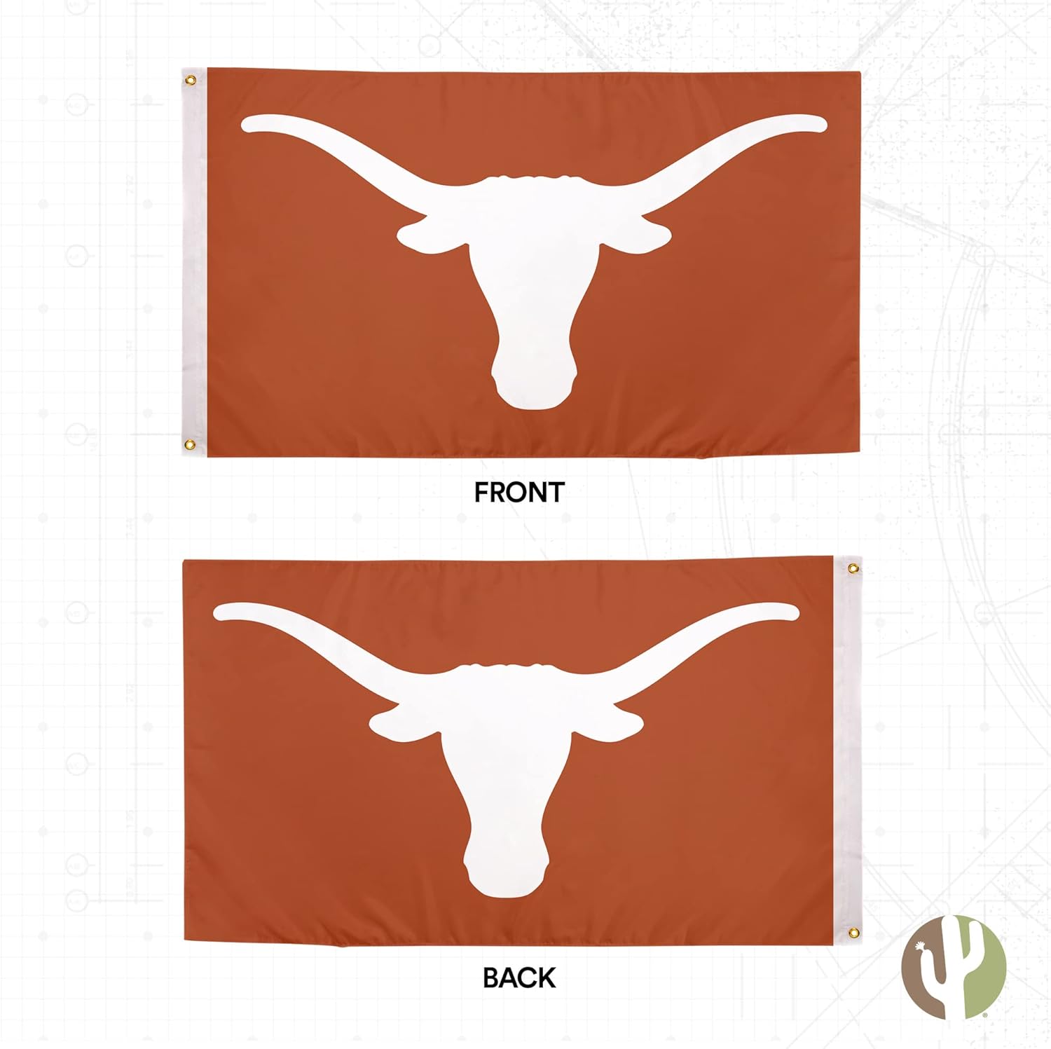 Desert Cactus University of Texas Flag Double Sided Longhorns UT Austin Banners 100% Polyester Indoor Outdoor 3x5 feet Flags (Double Sided - Flag 2)