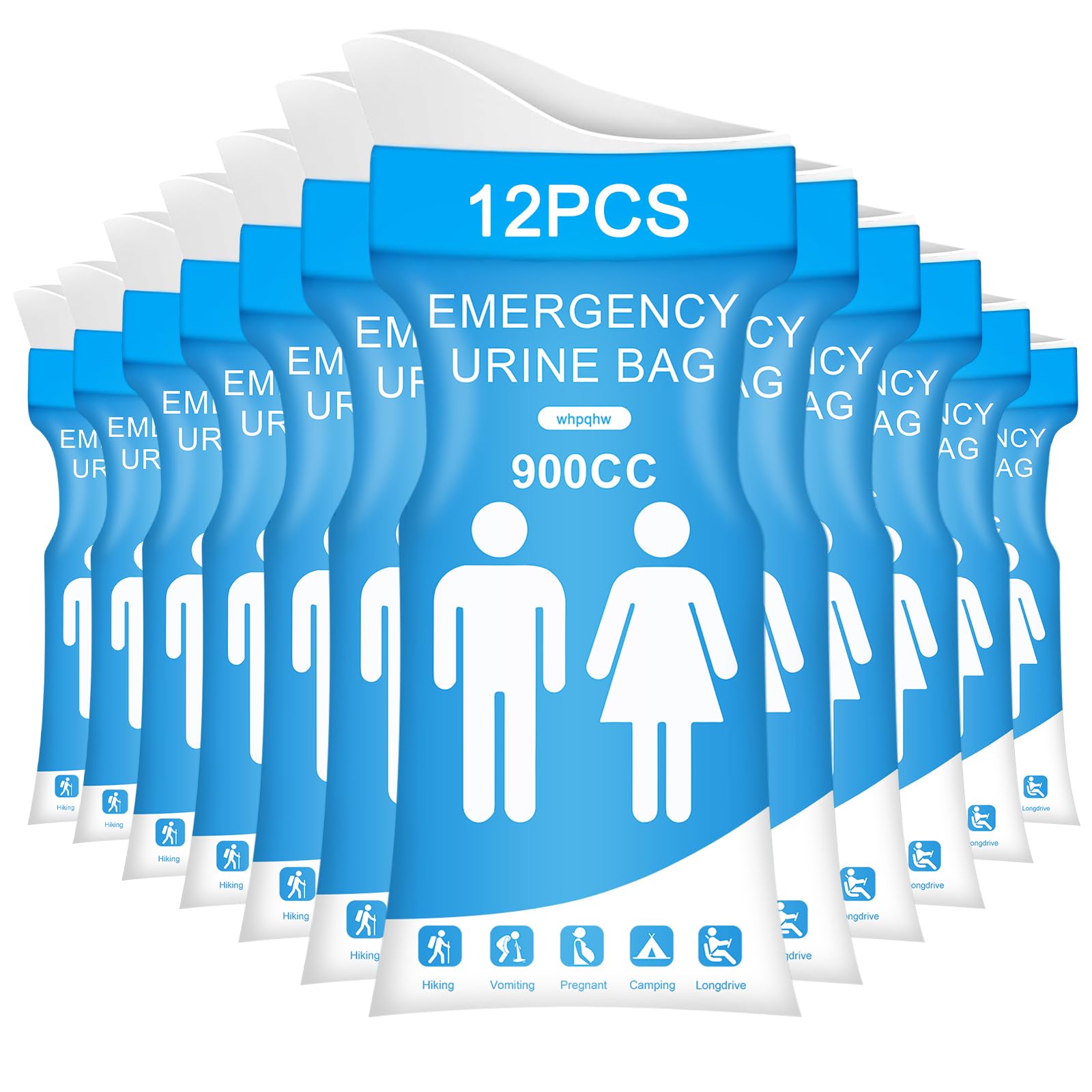 12 PCS Disposable Urine Bags 900ML Pee Bags for Travel for Women and Men Portable Emergency Urine Bag