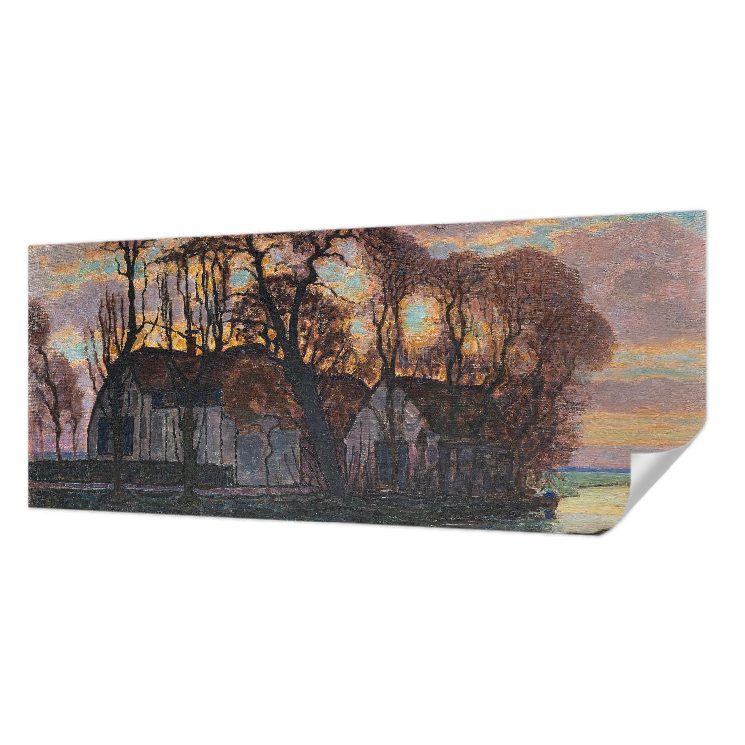 Décor mural adhésif 250x104 cm paysage du soir pour grand salon