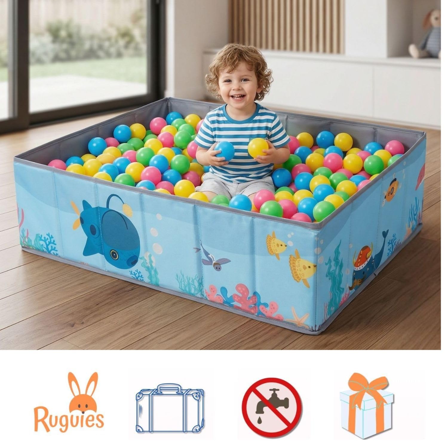 Piscina di palline per bambini- Piscina di palloni per bambini- Piscina di pieghevole e portatile- Cubo giocattolo per interni ed esterni- (palline non incluse).