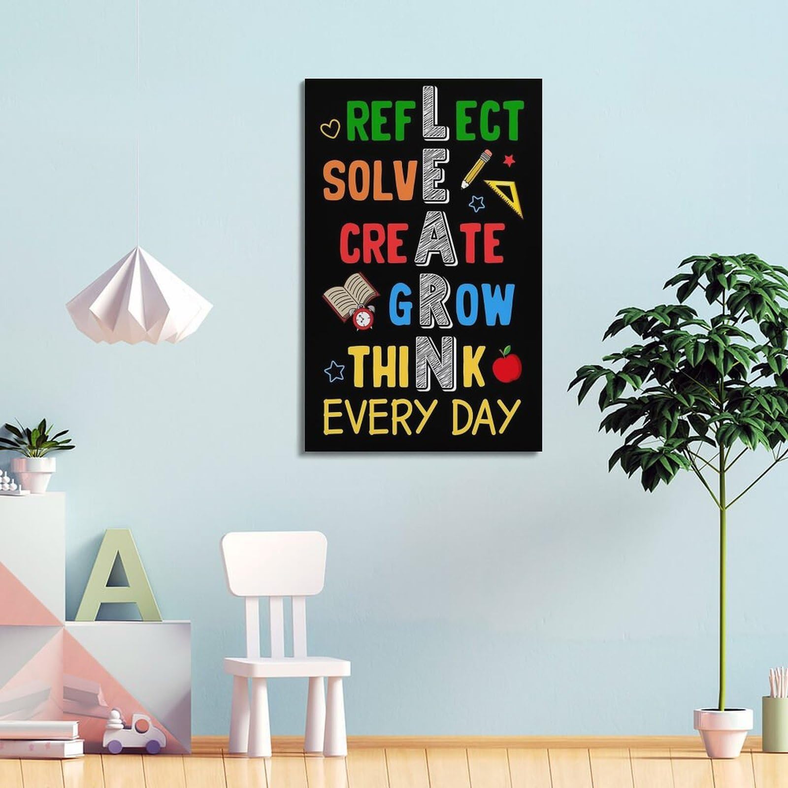 Wandkunst, inspirierendes Klassenzimmer-Dekor, motivierendes Poster, dekorative Malerei, Leinwand, Wandposter und Kunstdruck, moderne Familienschlafzimmer-Dekoration, Poster, 61 x 91,4 cm (6 Stück)