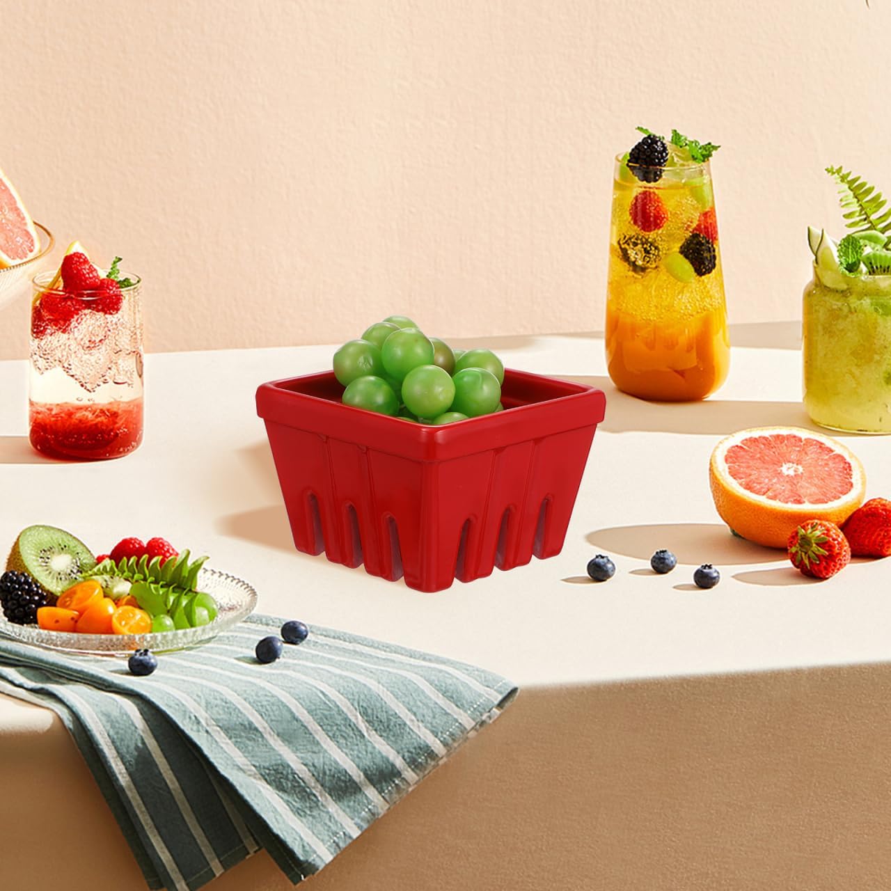 Luxshiny 3pcs Berry Basket with Cork Coasters Set Pulp Berry Basket Bowls Fruit Packaging Fruit Containers Keeper Containers for Fridge