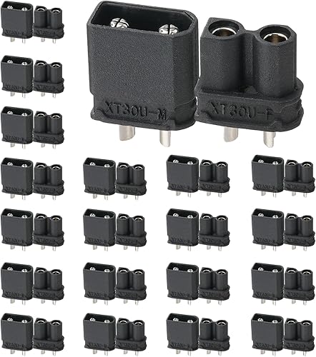 Miniatura 10 de 10 conectores hembra Amass XT30 (2+2), conectores de batería Drone FPV Lipo, chapados en oro para robots RC UAV (negro)