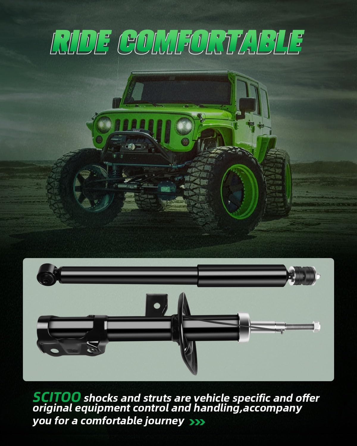 SCITOO Front Rear Shock Absorbers Fit for Honda Fit 2007-2008 Auto Shocks 333474 72290 333475 72291 343487 -Set of 4