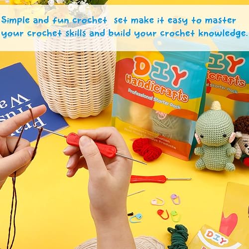 Miniatura 3 de DUKOIPP Kit de ganchillo para principiantes kit de ganchillo con hilo fibra de poliéster ganchos de ganchillo video de instrucciones paso a paso kit