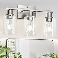 Vista 17 de Juego de 2 apliques de pared para baño, luces de tocador modernas negras con pantalla de vidrio blanco, lámpara de pared de baño para espejo