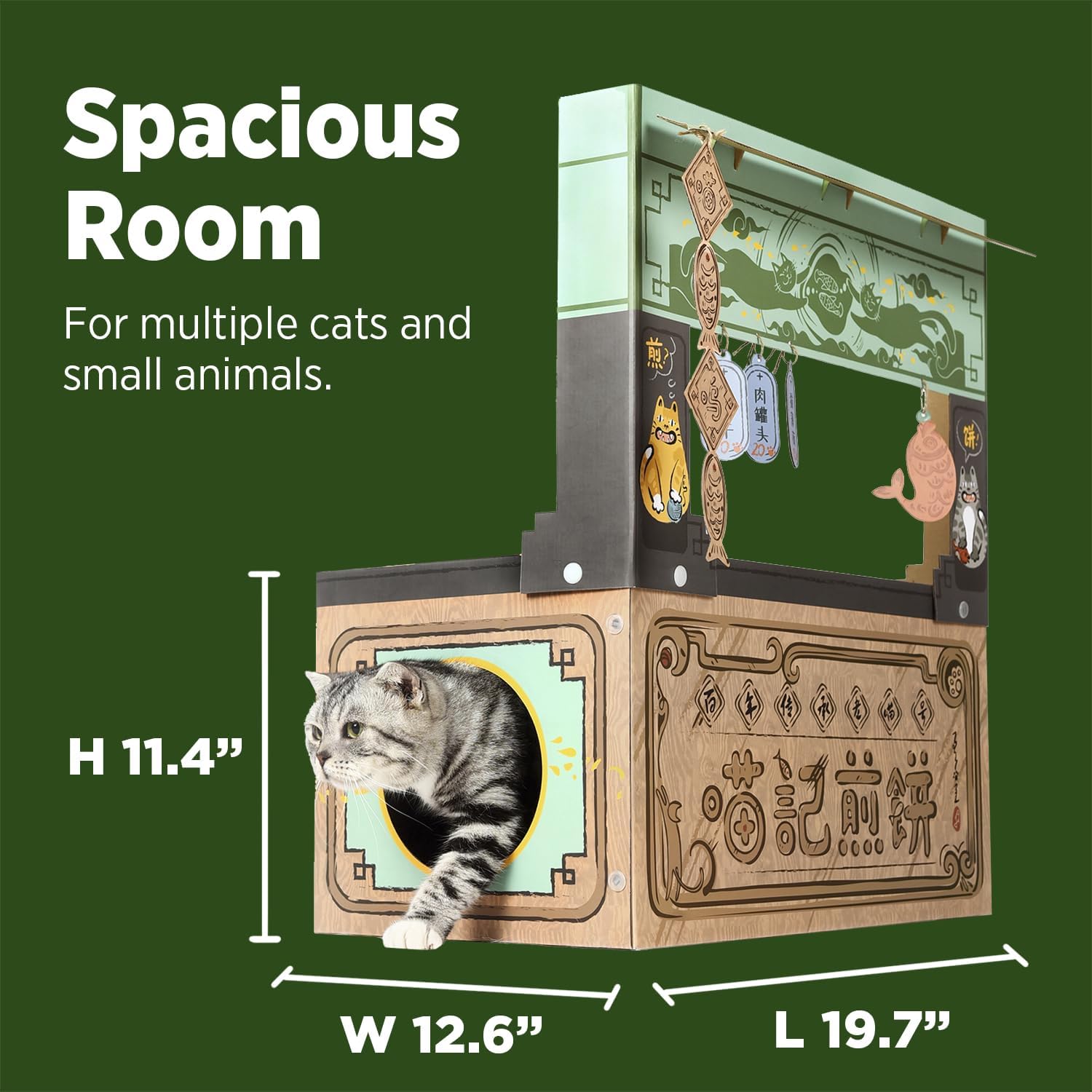 SMILE PAWS Cat Beds for Indoor Cats, Cardboard Cat House with Scratchers, Pancake Shop, Large Sturdy Cat Furniture Condo Cave Tent, Easy to Assemble Pet Toys Accessories Stuffs, Bunny Small Animals