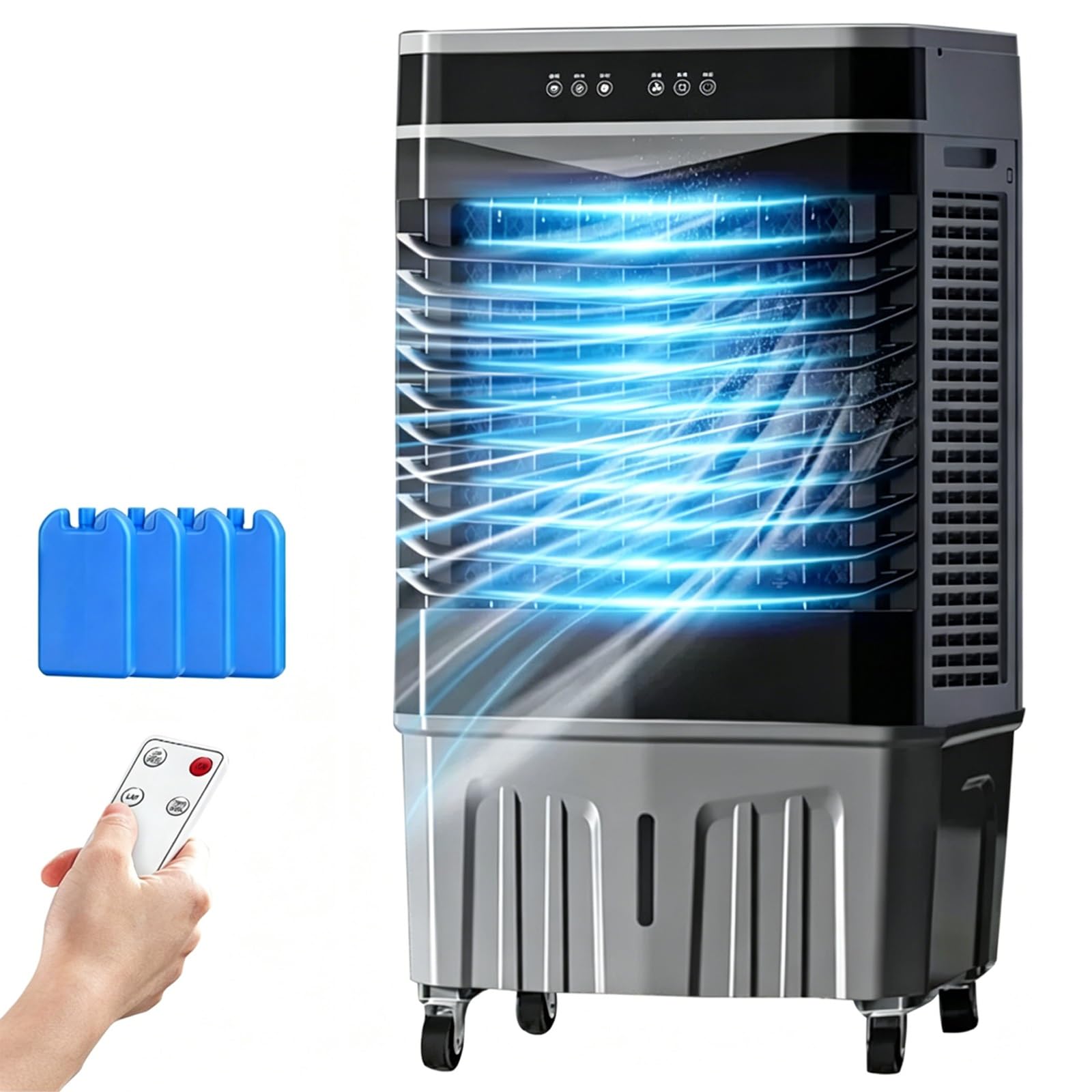 Wangjianpengpl One Color 5500Cfm Evaporative Air Cooler, 3 In 1 Swamp Cooler With 16 Gal Water Tank, 4 Ice Packs, Remote, 8H Timer, For Commercial Use, Factories, Garages, And Homes