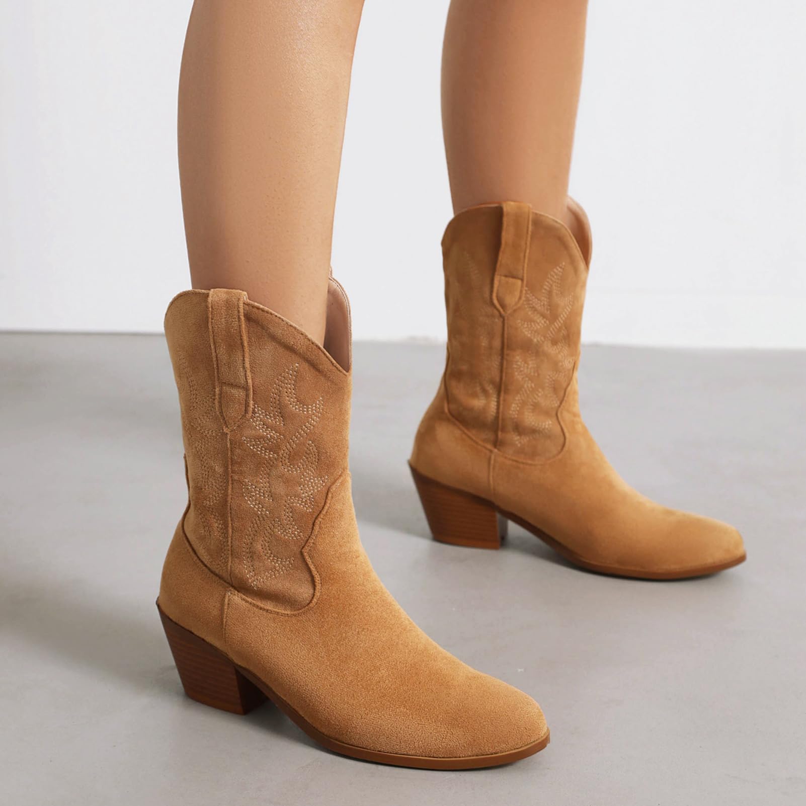 rismart Botas Vaqueras Western Mujer Media pierna Bordado