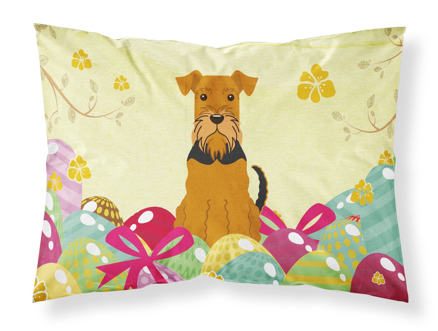 Taie d'oreiller Airedale œufs de Pâques housse coussin lit canapé