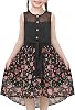 Sunny Fashion Girls Dress Lace to Chiffon Striped Black White Tied Waist Age 7-14 Years