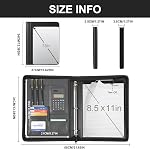 Leathario Portfolio, Cuir végétalien 3-Ring Bouteilles à fermeture éclair, y compris 10 Protecteurs de feuilles claires et un stylo, multi-poche A4 Dossier Padfolio pour tablettes, fichiers et documents commerciaux, fournitures de bureau
