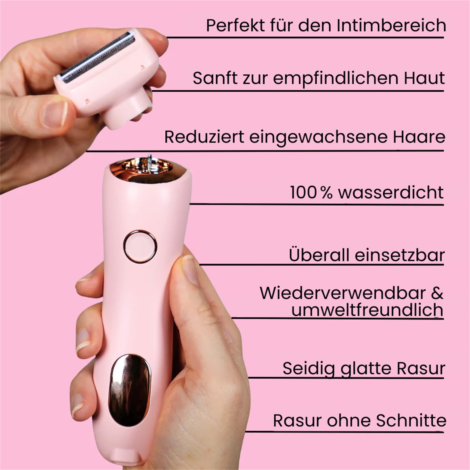 lumiora 2-in-1 Intimrasierer für empfindliche Haut Elektrischer Damenrasierer IPX7 wasserdicht, schmerzfreier Nass und Trockenrasierer für Gesicht, Bikini, Beine und Arme