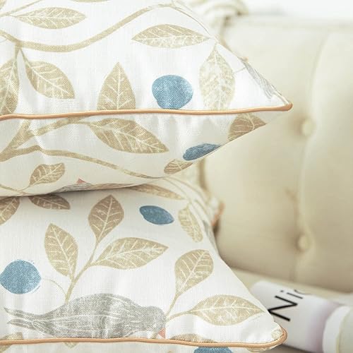 Miniatura 5 de VOGOL Paquete de 2 fundas de almohada de lino texturizadas, 20 x 20 pulgadas, modernas, rústicas, decorativas, de granja, fundas de cojín de pájaros