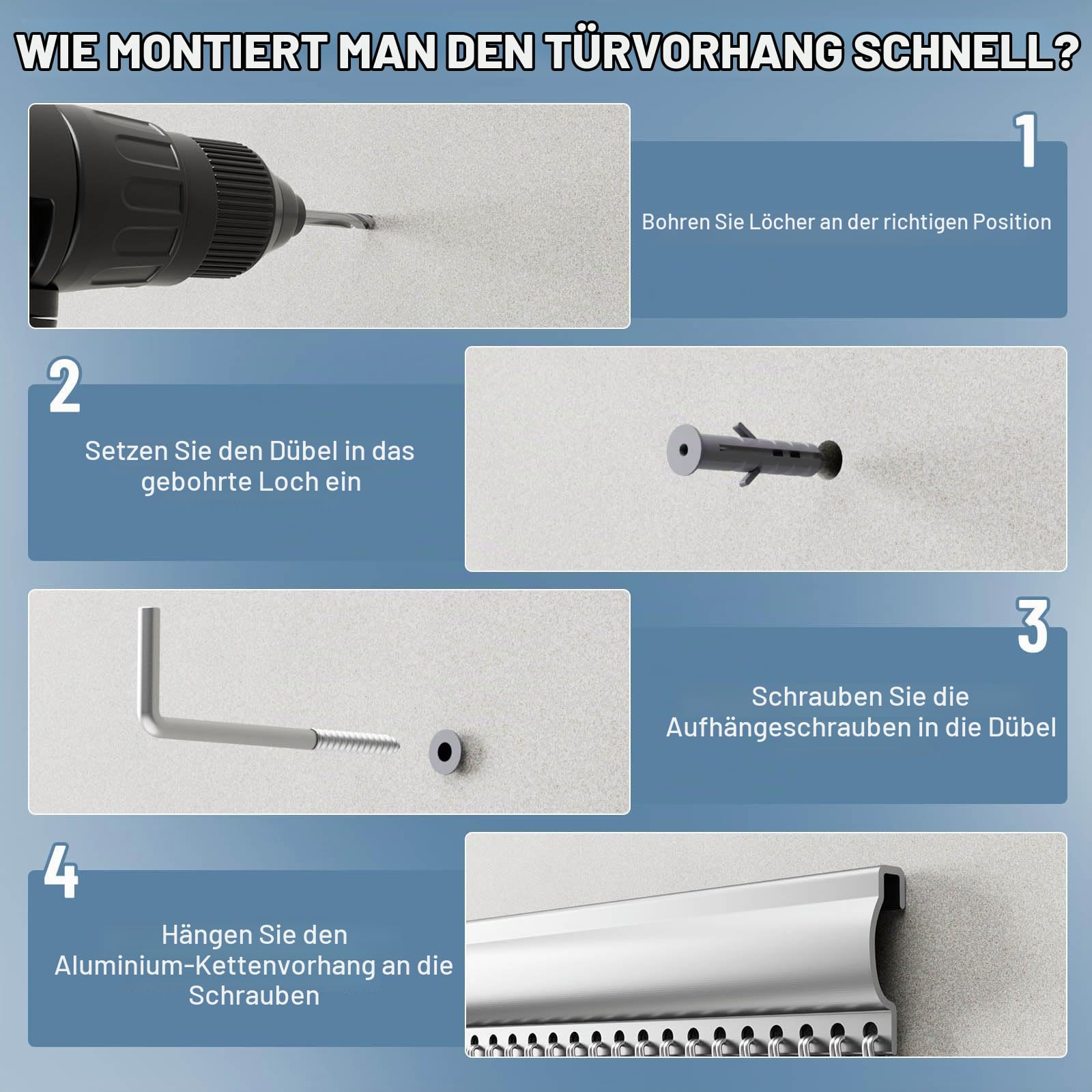 Soontrans Fliegengitter Balkontür 100 x 210cm, Aluminium Fliegenvorhang, Fliegengitter Tür, Insektenschutz Balkontür, Fliegengittertür, Metall Kettenvorhang für hält Insekten, Wespen (Silber)