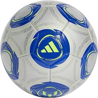 adidas Messi League - Balón de fútbol Unisex para Adultos, Color Plateado metálico/Azul lúcido/Amarillo Solar, 5